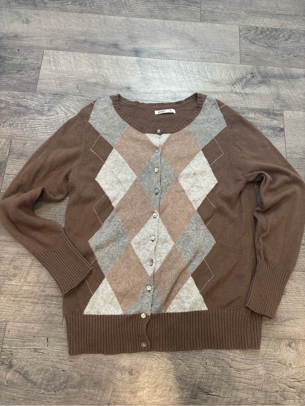 Old Navy Brown Argyle Button-Front Women’s Cardigan